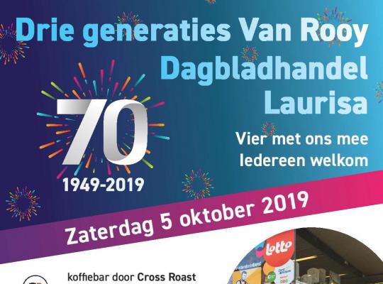 Dagbladhandel Laurisa viert 70 jarig bestaan op zaterdag 5 oktober 2019